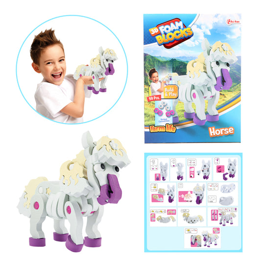 Toi-Toys 3D Puzzel Constuksructiefoam Paard Diy Set S Default Title 3D Puzzels Joy&Bloom