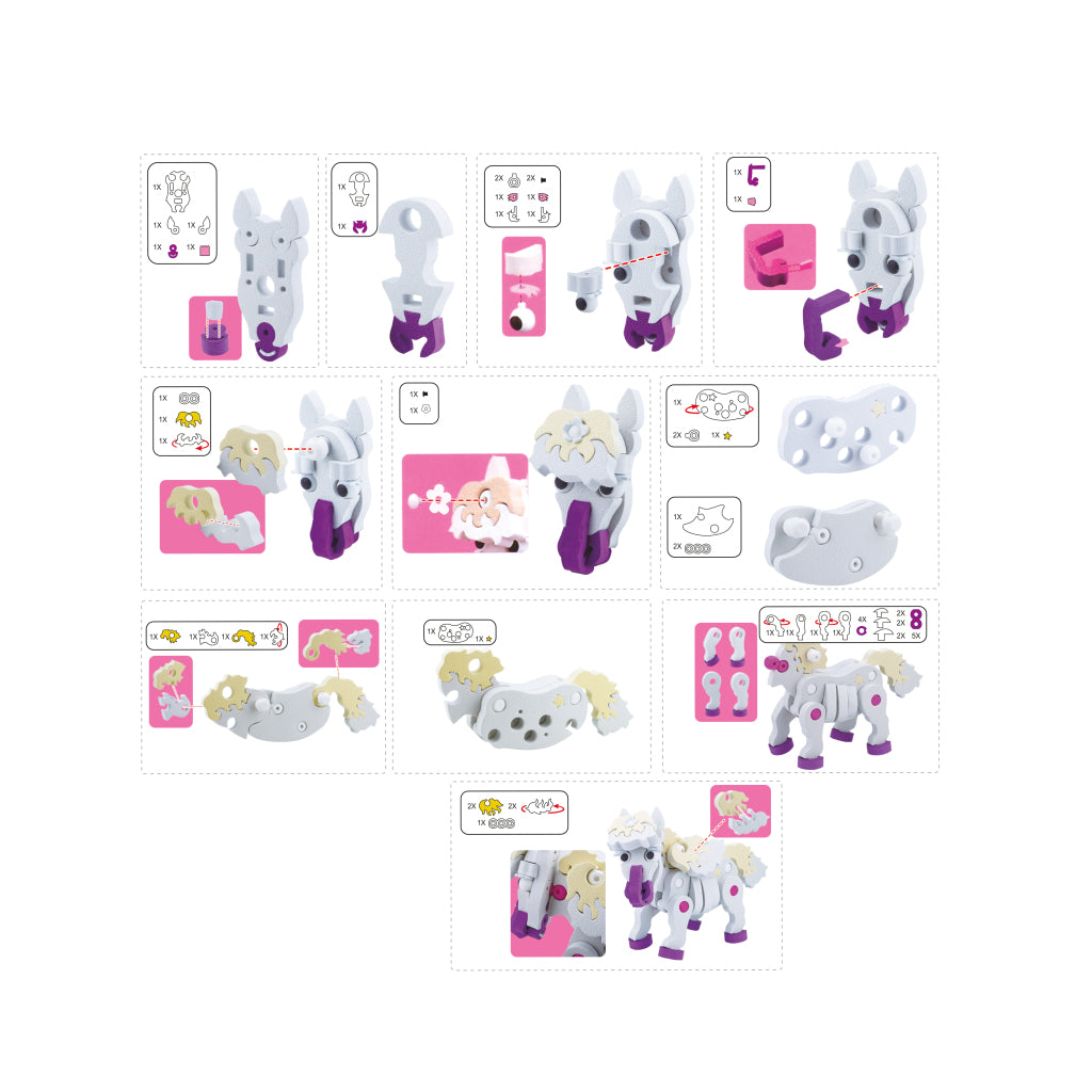 Toi-Toys 3D Puzzel Constuksructiefoam Paard Diy Set S 3D Puzzels Joy&Bloom