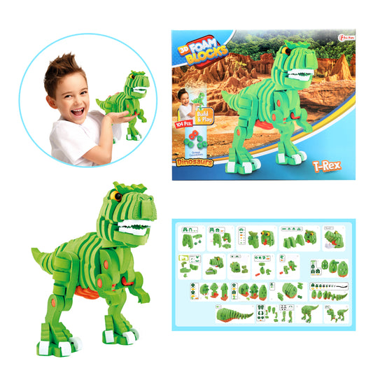 Toi-Toys Knutselpuzzel Dinosaurus 25,8 Cm Groen 104-Delig Default Title 3D Puzzels Joy&Bloom