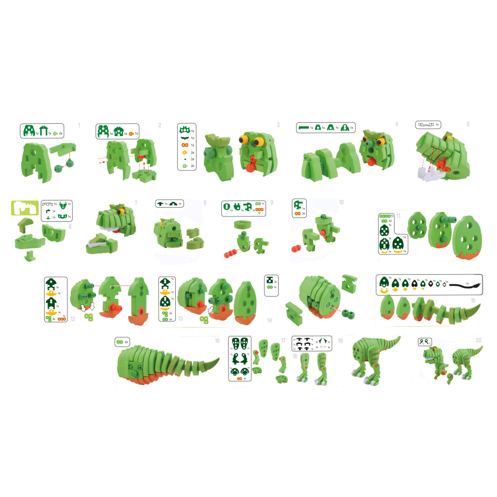 Toi-Toys Knutselpuzzel Dinosaurus 25,8 Cm Groen 104-Delig 3D Puzzels Joy&Bloom