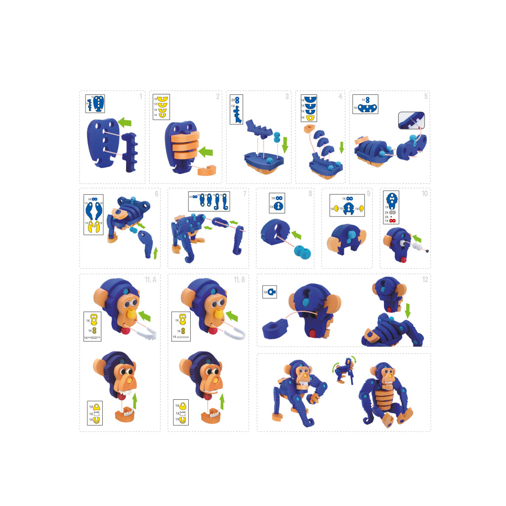 Toi-Toys Knutselpuzzel Aap Junior 25,8 Cm Blauw 59-Delig 3D Puzzels Joy&Bloom