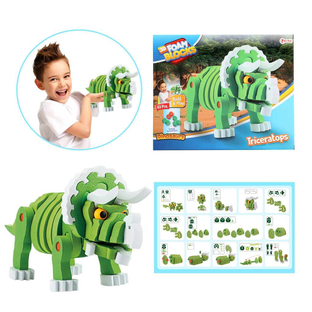 Toi-Toys Knutselpuzzel Tricera Junior 25,8 Cm Groen 59-Delig Default Title 3D Puzzels Joy&Bloom