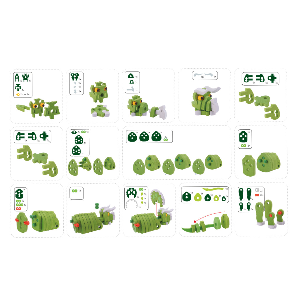 Toi-Toys Knutselpuzzel Tricera Junior 25,8 Cm Groen 59-Delig 3D Puzzels Joy&Bloom