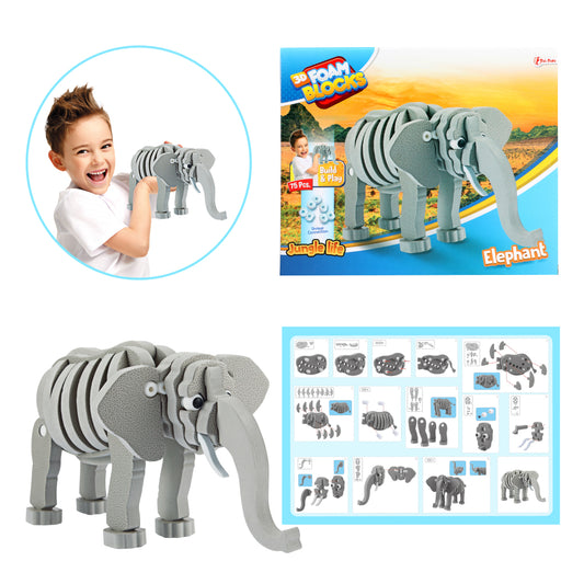 Toi-Toys 3D Puzzel Olifant Junior 31,5 Cm Foam Grijs 75-Delig Default Title 3D Puzzels Joy&Bloom