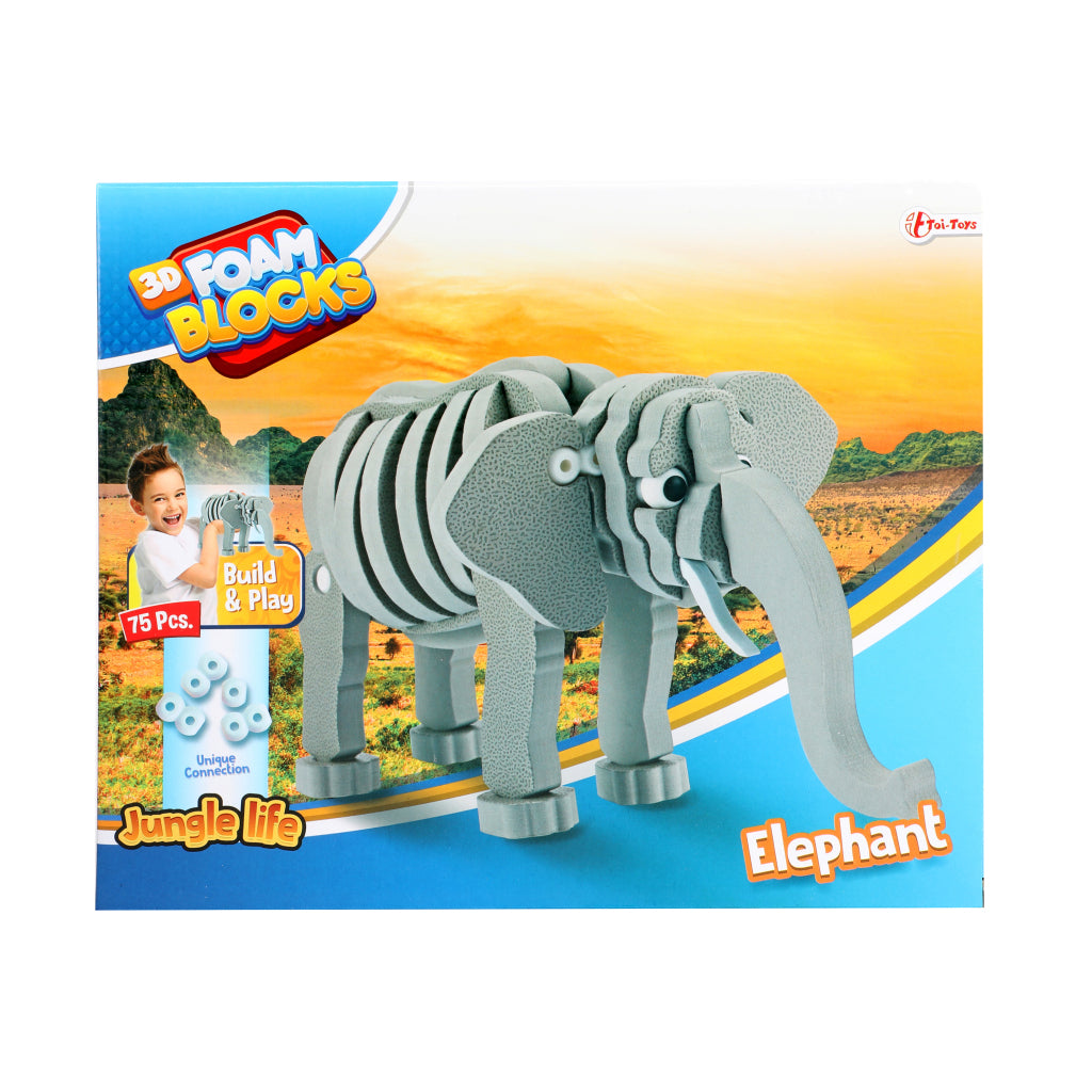 Toi-Toys 3D Puzzel Olifant Junior 31,5 Cm Foam Grijs 75-Delig 3D Puzzels Joy&Bloom