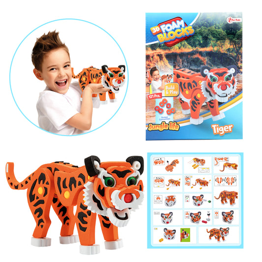Toi-Toys 3D Puzzel Tijger Junior 31,5 Cm Foam Oranje 121-Delig Default Title 3D Puzzels Joy&Bloom