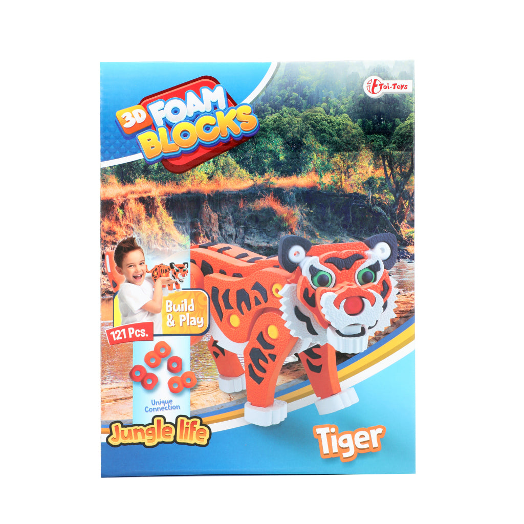 Toi-Toys 3D Puzzel Tijger Junior 31,5 Cm Foam Oranje 121-Delig 3D Puzzels Joy&Bloom