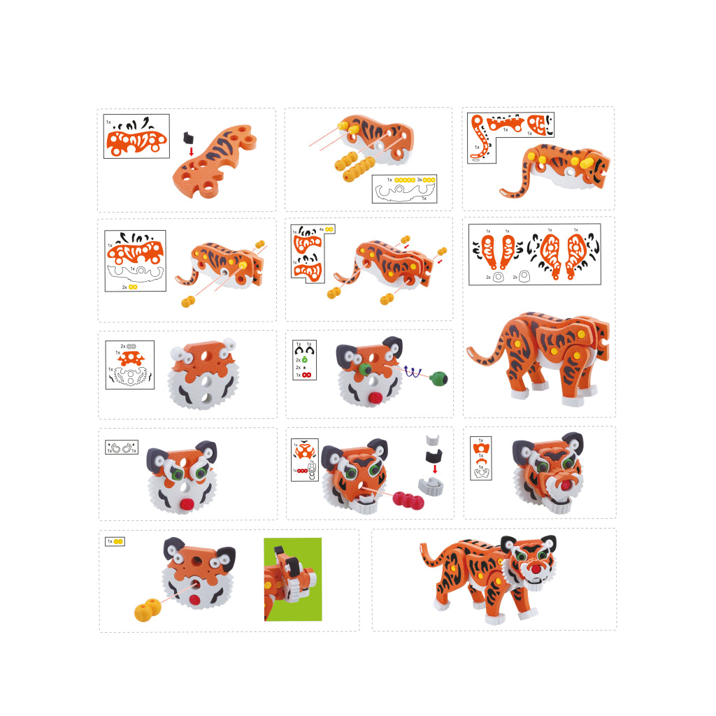 Toi-Toys 3D Puzzel Tijger Junior 31,5 Cm Foam Oranje 121-Delig 3D Puzzels Joy&Bloom