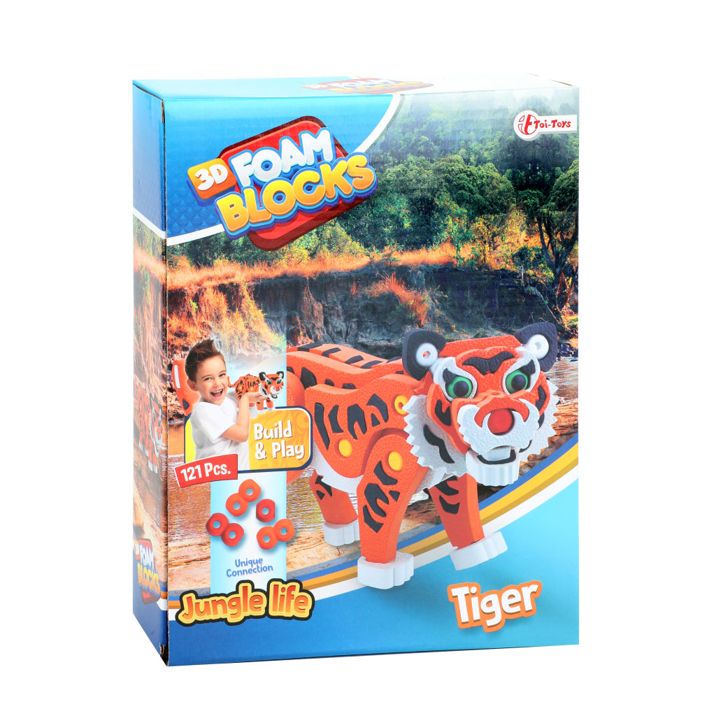 Toi-Toys 3D Puzzel Tijger Junior 31,5 Cm Foam Oranje 121-Delig 3D Puzzels Joy&Bloom