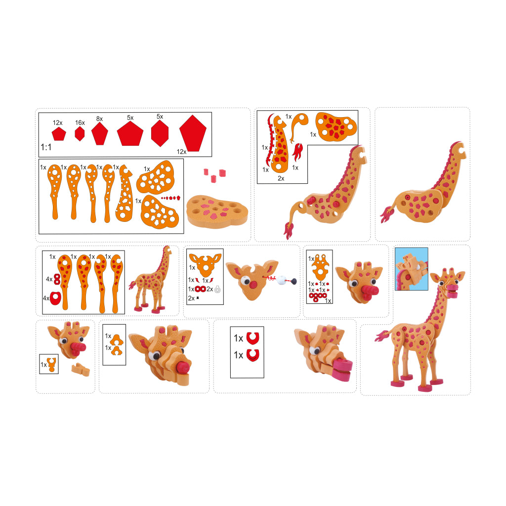 Toi-Toys 3D Puzzel Giraffe Junior 31,5 Cm Foam Oranje 104-Delig 3D Puzzels Joy&Bloom