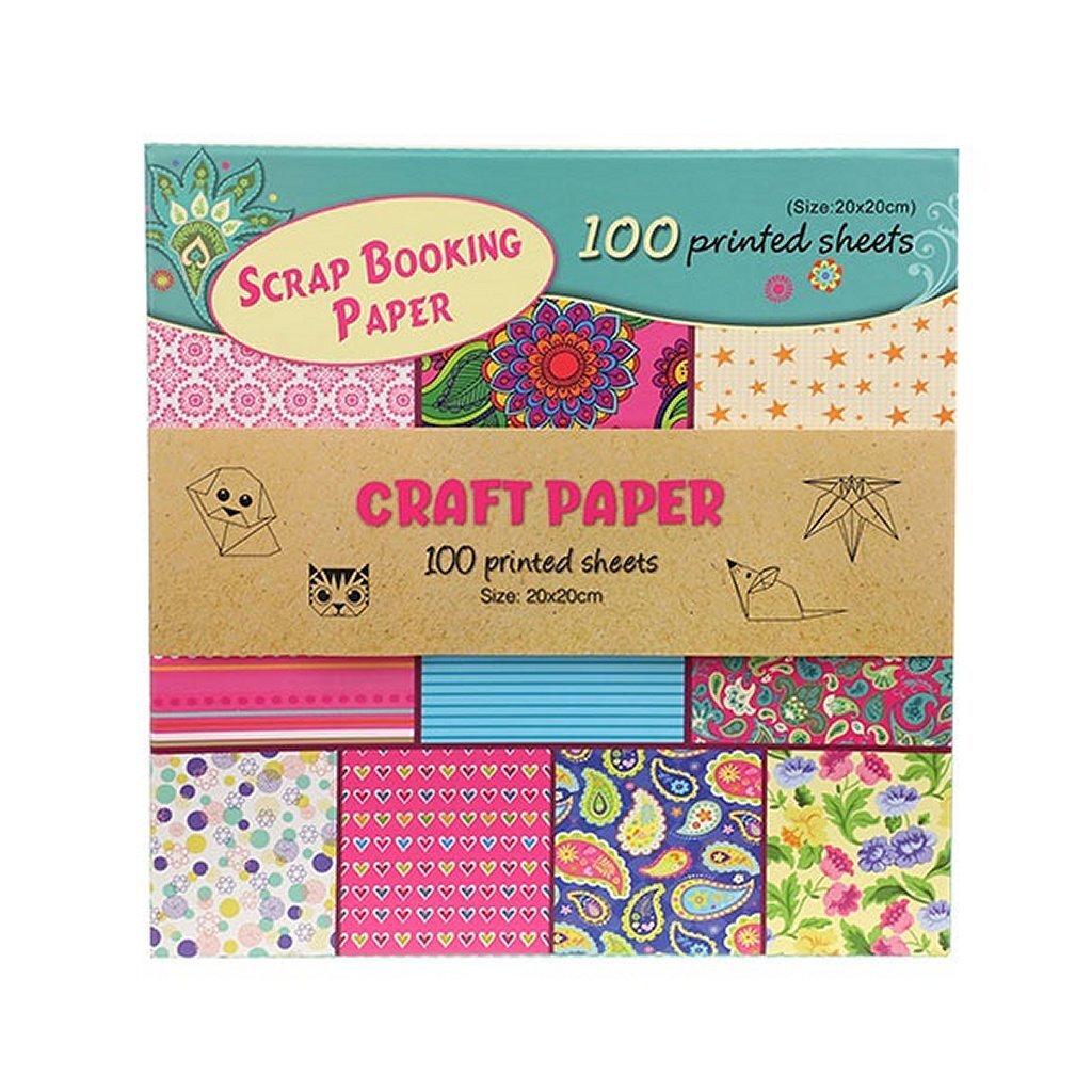Toi-Toys Knutselpapierset 100 Bedrukte Vellen 20X20Cm Hobby + Knutselen Joy&Bloom