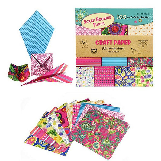 Toi-Toys Knutselpapierset 100 Bedrukte Vellen 20X20Cm Default Title Hobby + Knutselen Joy&Bloom