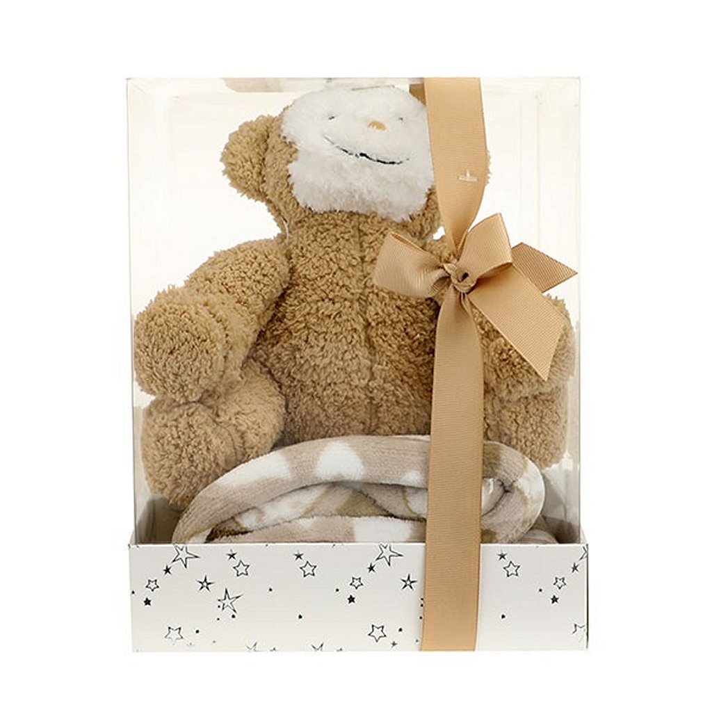 Toi-Toys Pluchen Aap + Knuffeldeken In Geschenkdoos Pluche Speelgoed Joy&Bloom