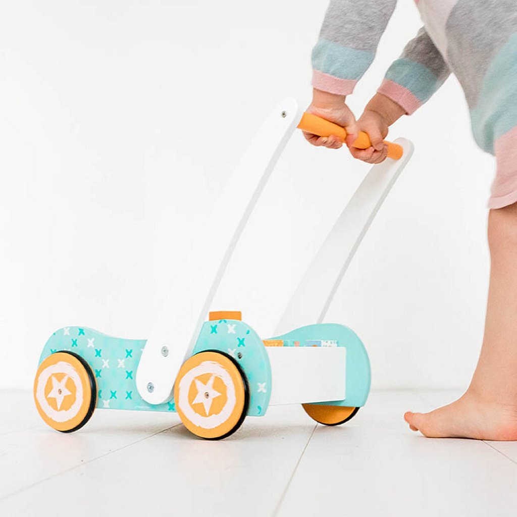 Studio Circus Houten Loopwagen + Houten Blokken Duwwagens & Blokkenwagens Joy&Bloom