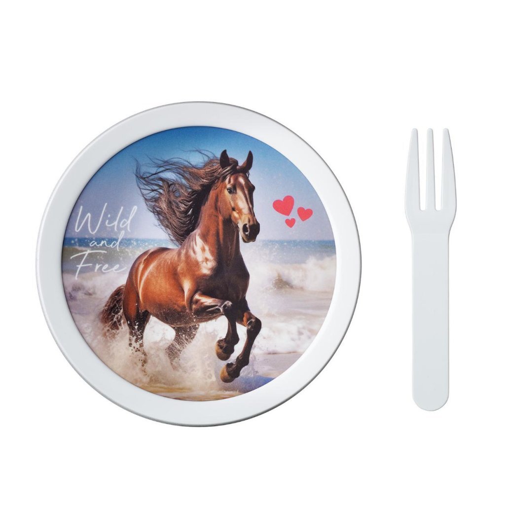 Mepal Campus Fruitbox 300 Ml Wild Horse Wit/Blauw Schoollunch Joy&Bloom