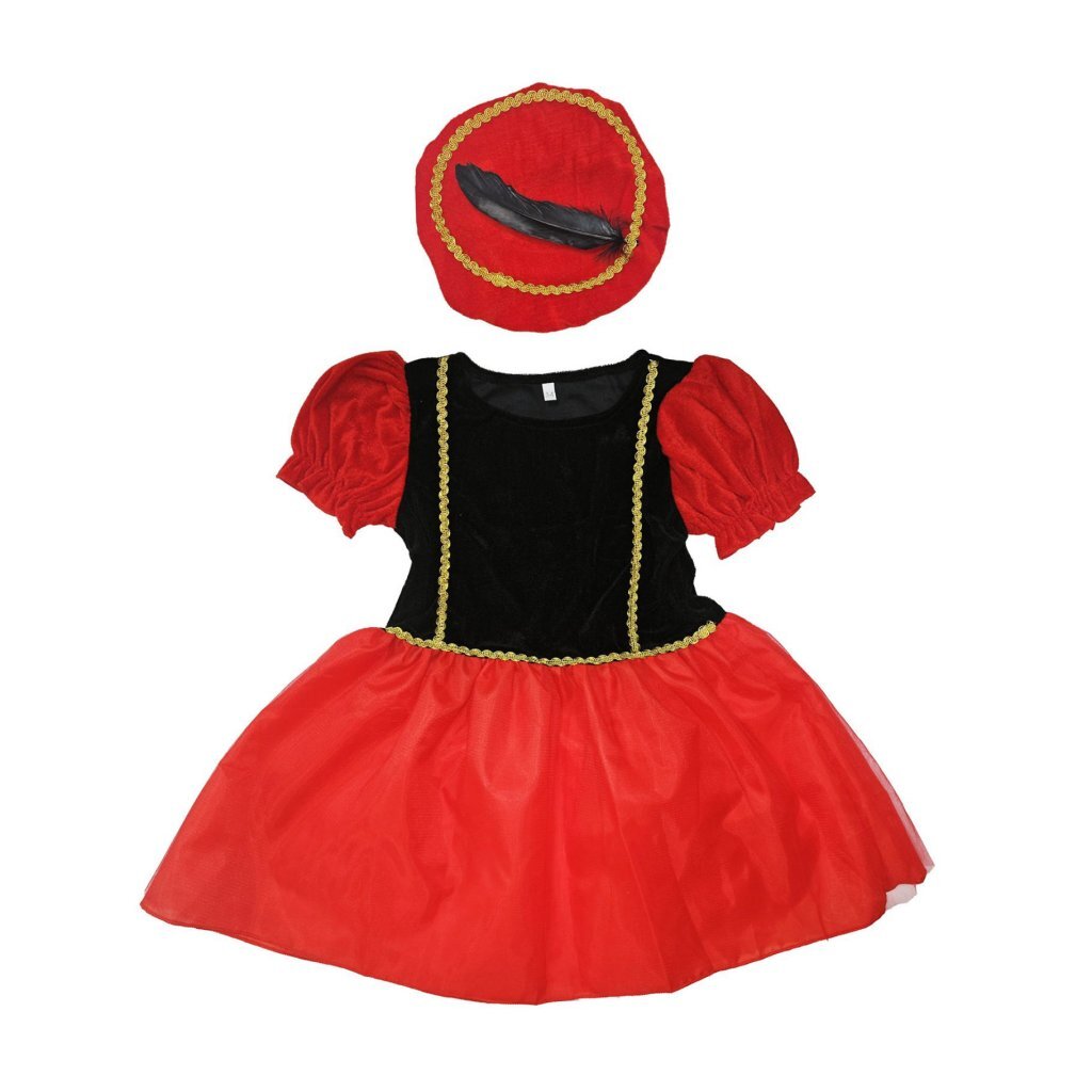 Overige Merken Pietenjurk 110-116 Zwart/Rood Sinterklaasartikelen Joy&Bloom