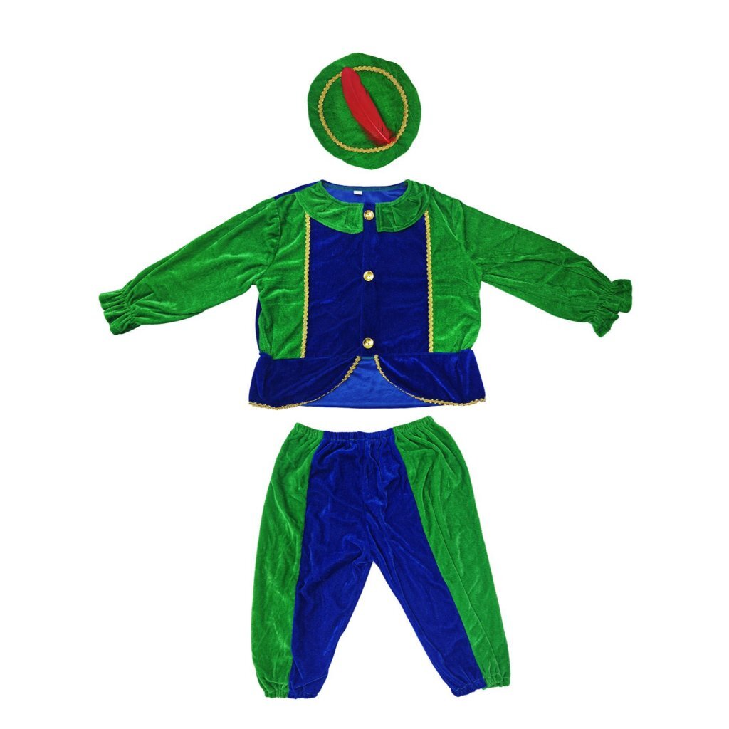 Overige Merken Pietenpak 110-116 Groen/Blauw Sinterklaasartikelen Joy&Bloom