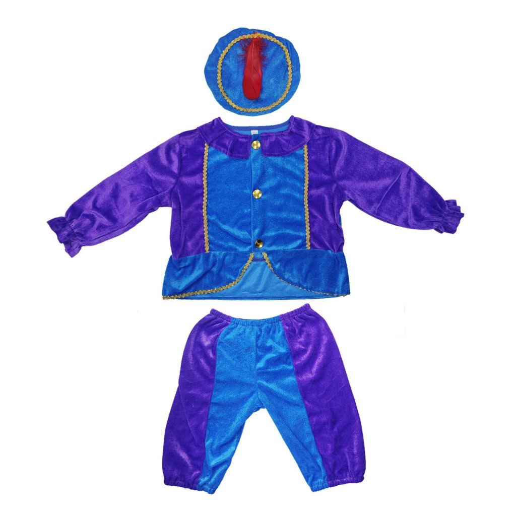 Overige Merken Pietenpak 110-116 Paars/Blauw Sinterklaasartikelen Joy&Bloom