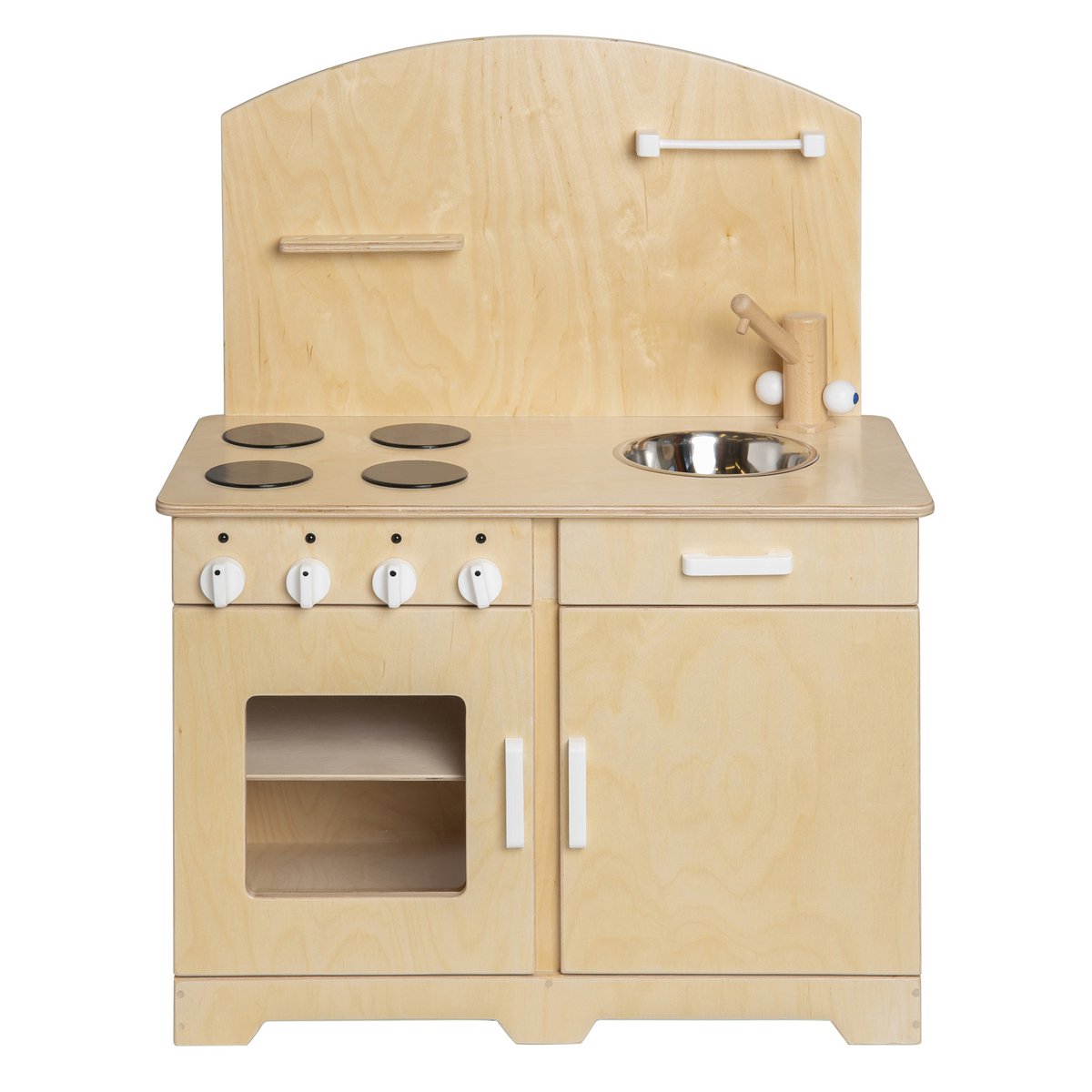 Van Dijk Toys houten speelgoed keuken / keukentje Peuters - Naturel met wit (Kinderopvang kwaliteit) Joy&Bloom