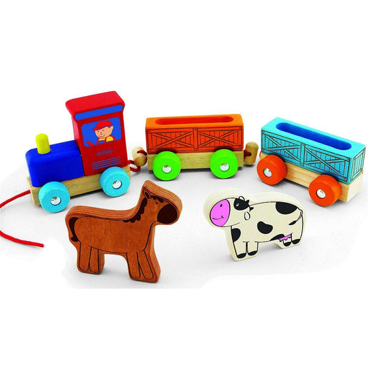 Pintoy Houten Dierentrein Met Boerderijdieren Default Title Trekfiguren & Duwfiguren Joy&Bloom