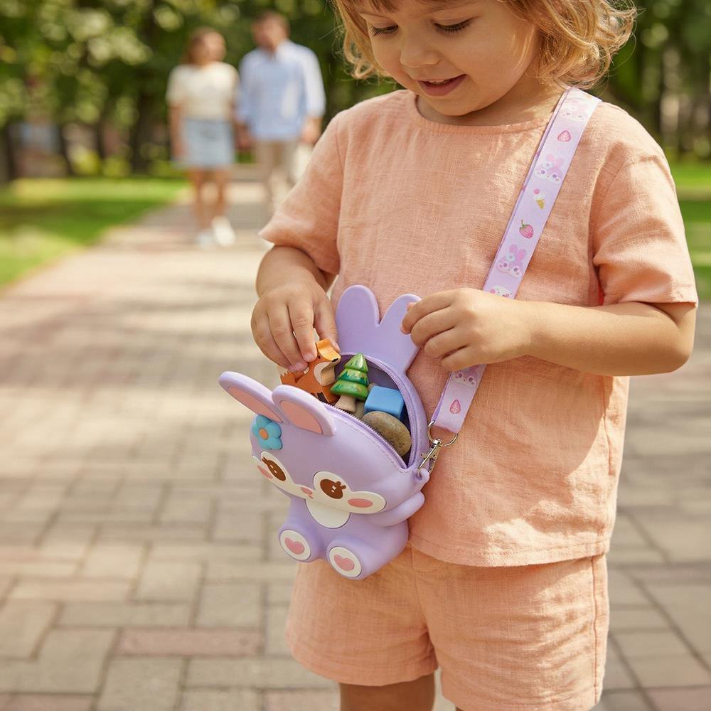 Ogi Mogi Toys Purple Bunny Kleurrijke Ronde Schoudertas Joy&Bloom