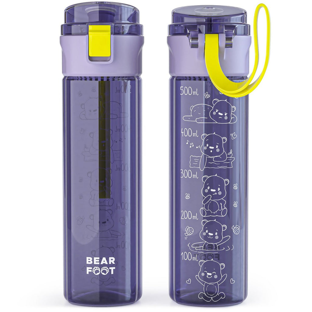 Kinderdrinkfles, 500ml, licht - logo paars Joy&Bloom