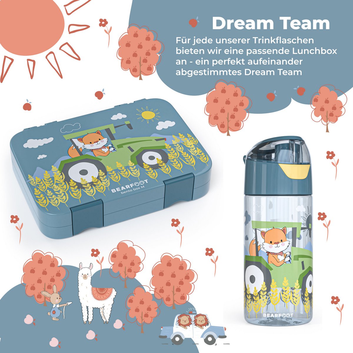 Kinderwaterfles, lichte waterfles - tractorvos Joy&Bloom