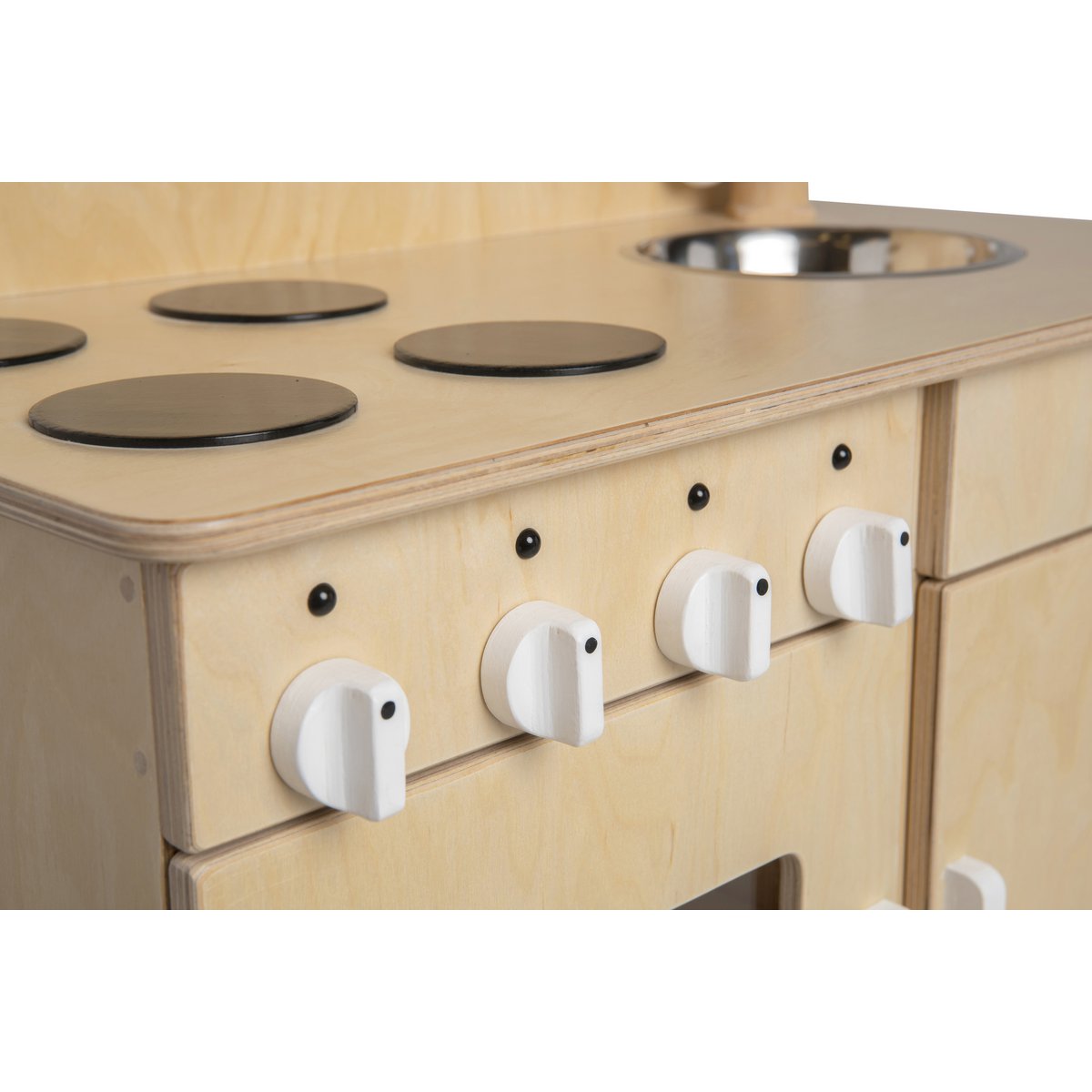 Van Dijk Toys houten speelgoed keuken / keukentje Peuters - Naturel met wit (Kinderopvang kwaliteit) Joy&Bloom