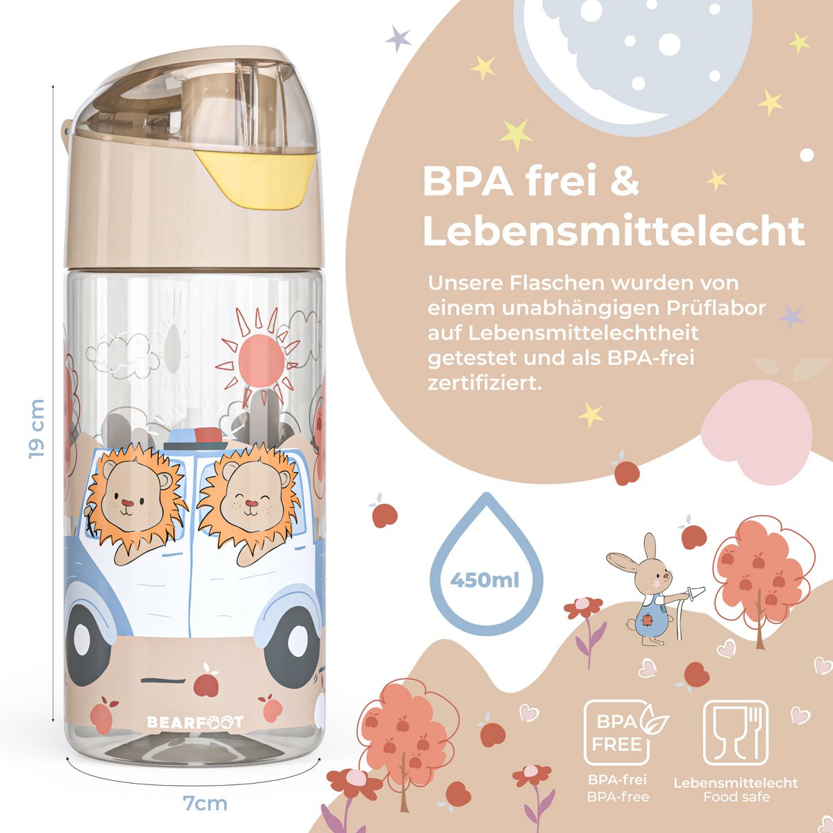 Kinderwaterfles, lichtgewicht waterfles - politieleeuwen Joy&Bloom