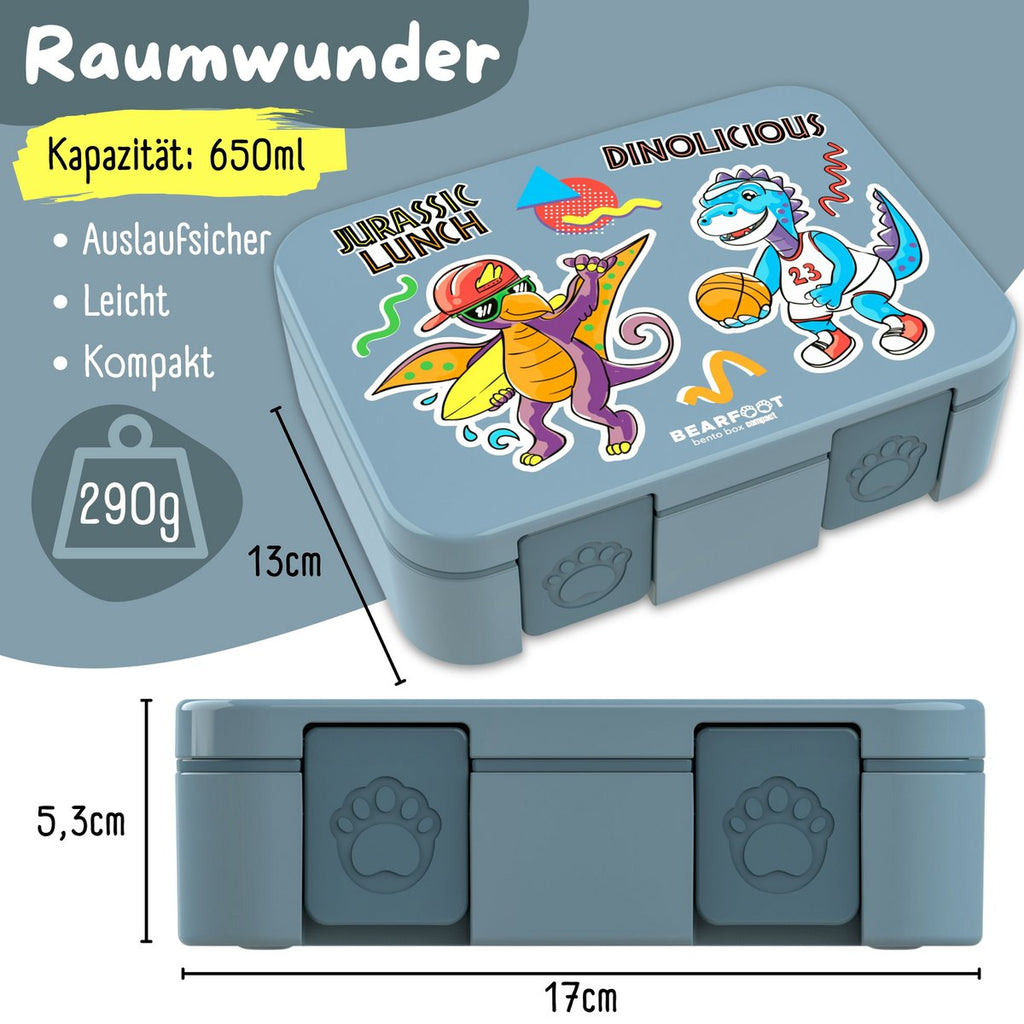 Lunchbox met onderwerpen, licht en lek - proof - dinosaurussen blauw Joy&Bloom