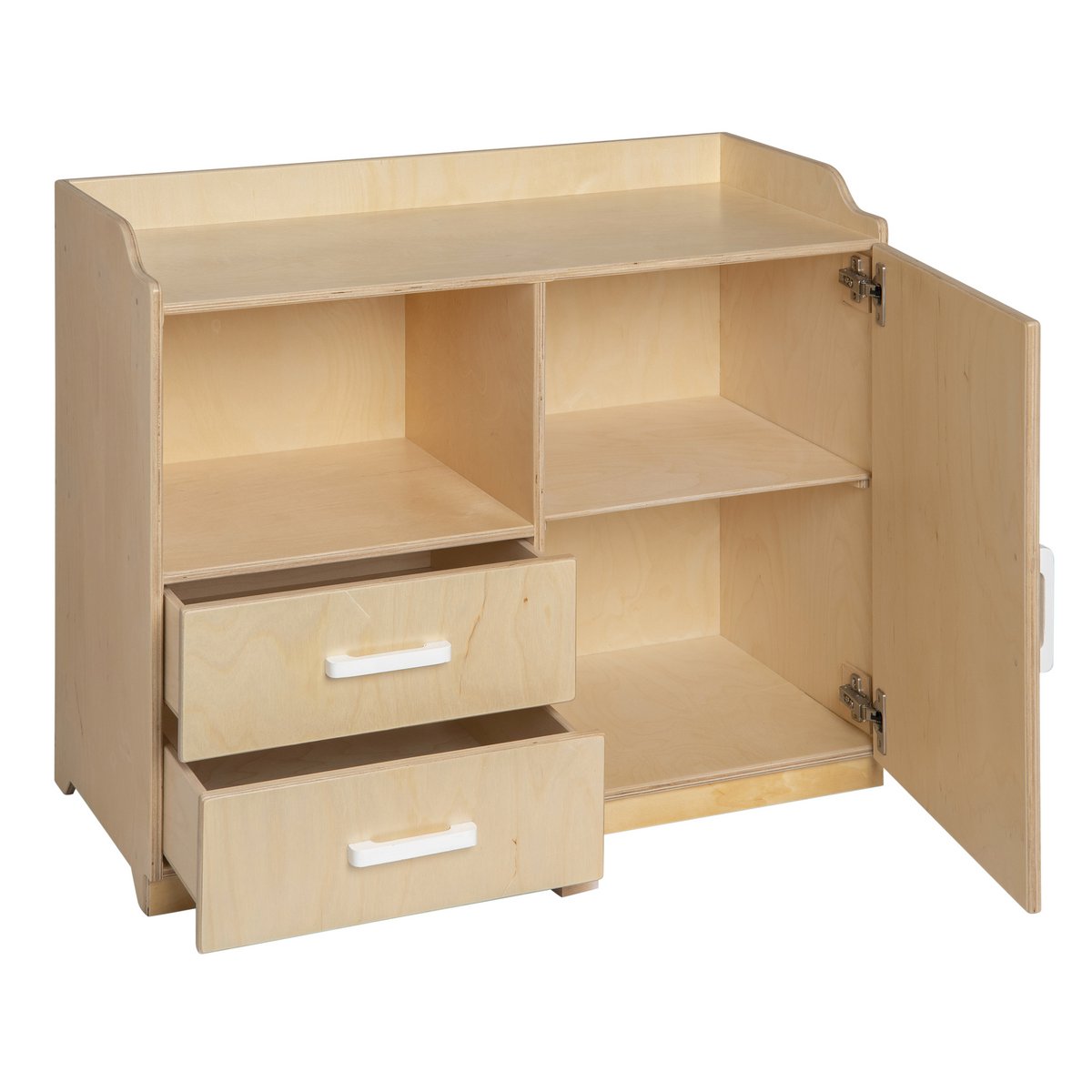 Van Dijk Toys houten poppencommode / poppen commode - Naturel met wit (Kinderopvang kwaliteit) Joy&Bloom