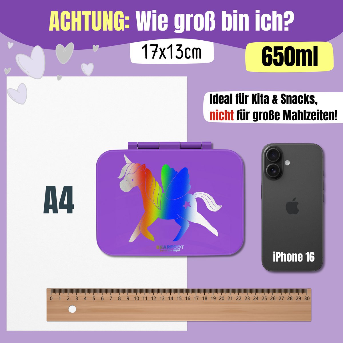 Lunchbox met vakken, lichtgewicht en lekvrij - Unicorn GLOW Joy&Bloom