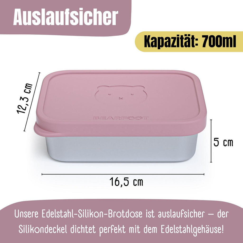 Lunchbox kinder RVS met siliconen inzetstuk - roze Joy&Bloom