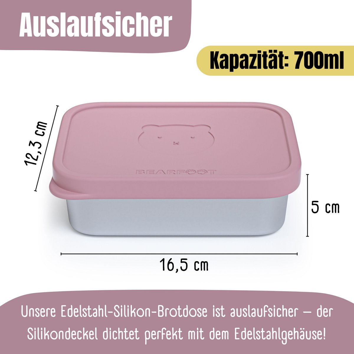 Lunchbox kinder RVS met siliconen inzetstuk - roze Joy&Bloom