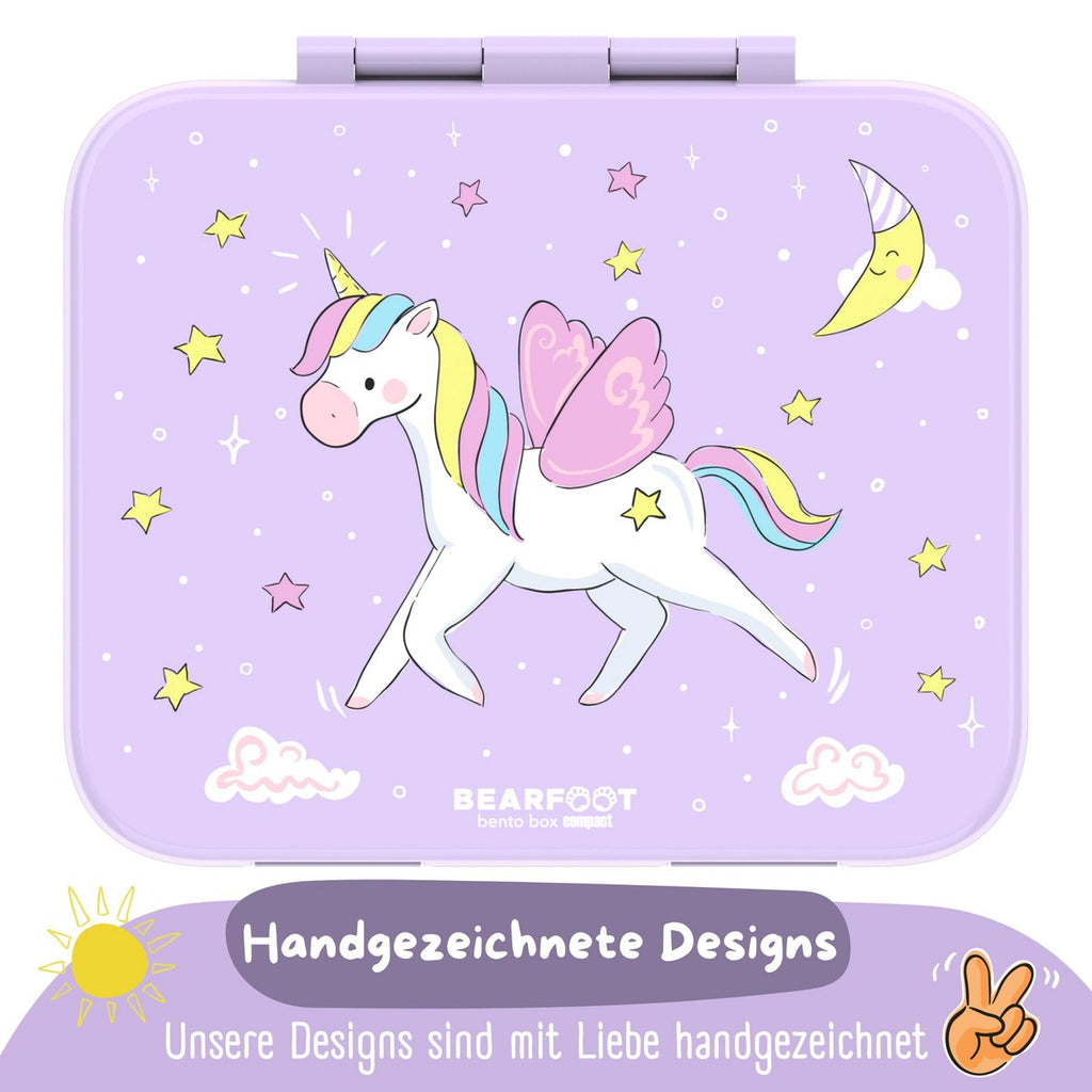 Lunchbox met compartimenten, licht en lek -proof - eenhoorn paars