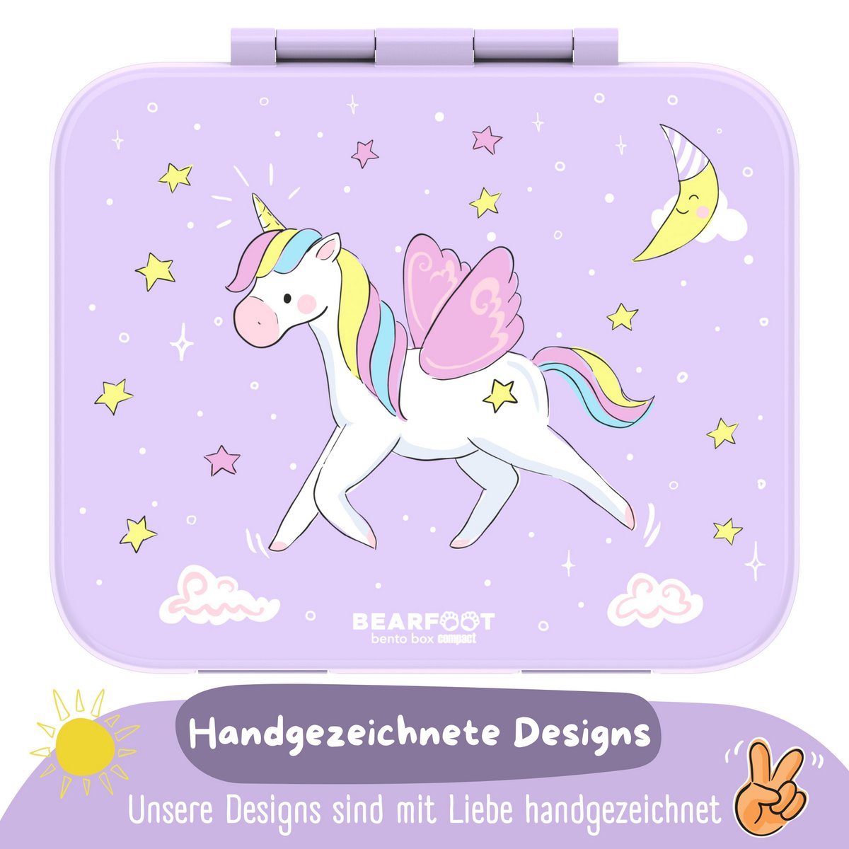 Lunchbox met compartimenten, licht en lek -proof - eenhoorn paars Joy&Bloom