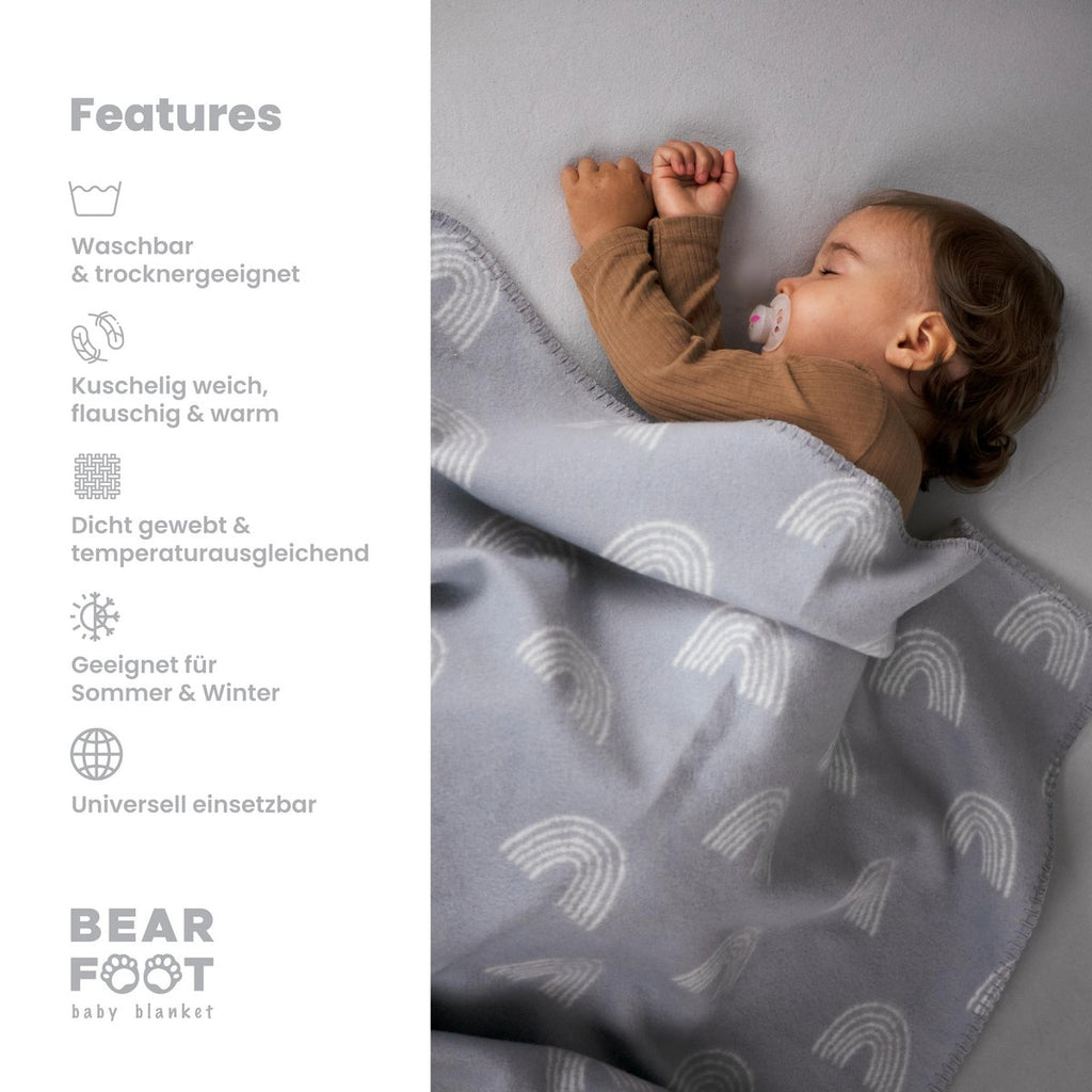 Babydeken biologisch katoen, Made in Germany, regenboog - grijs Joy&Bloom