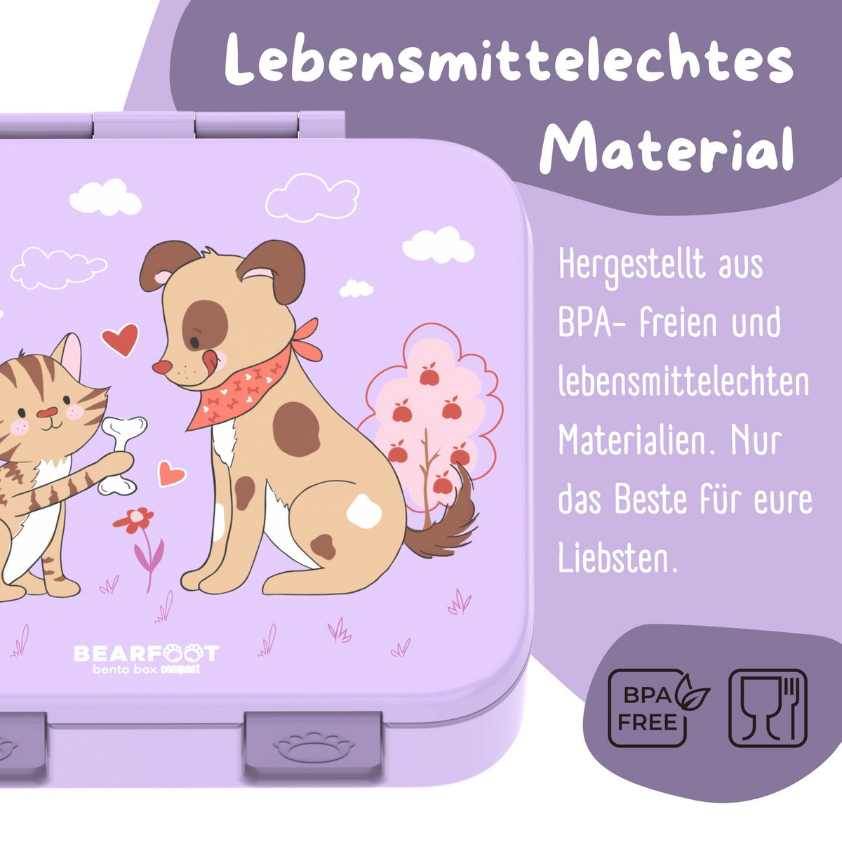 Lunchbox, lek -proof - Dog & Cat Purple