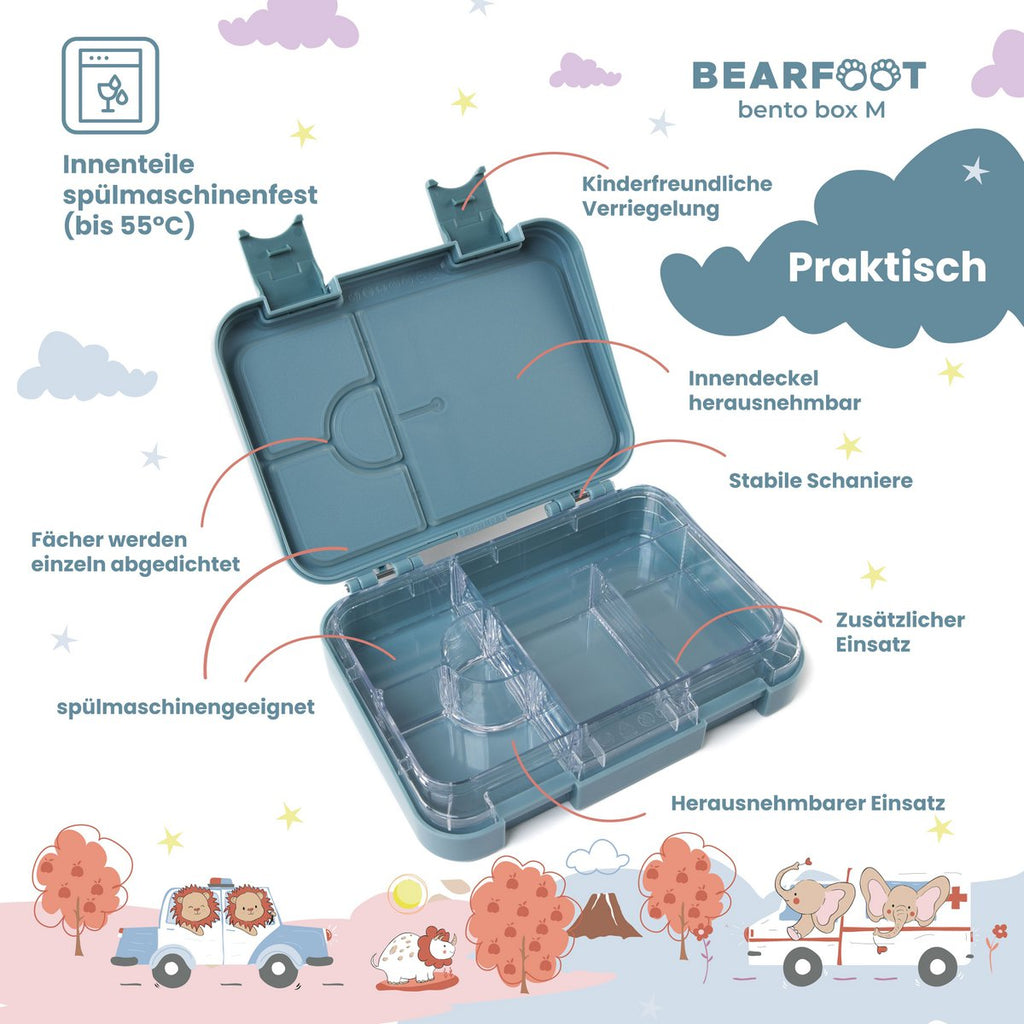 Kinderlunchbox met vakken, lunchbox, bentobox - aap blauw Joy&Bloom