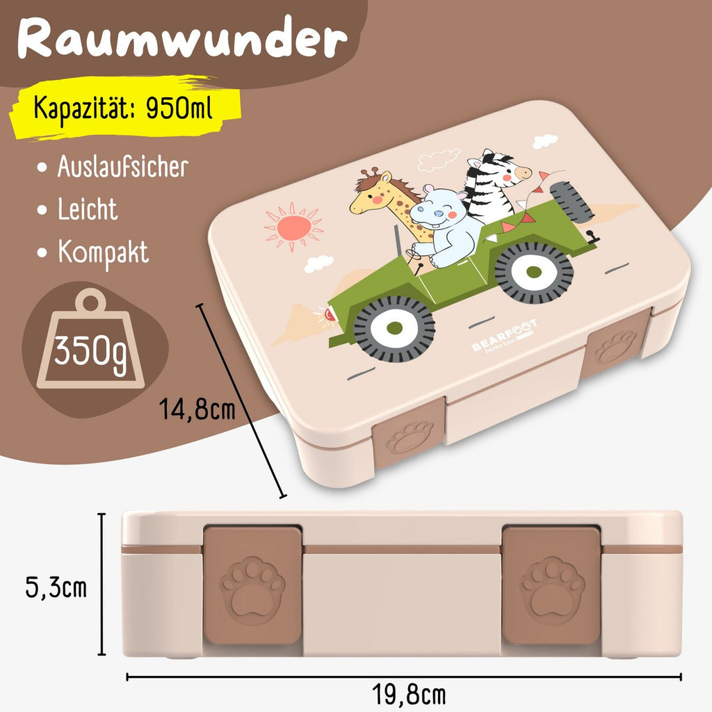 Lunchbox met compartimenten, licht en lek - proof - safari bruin Joy&Bloom