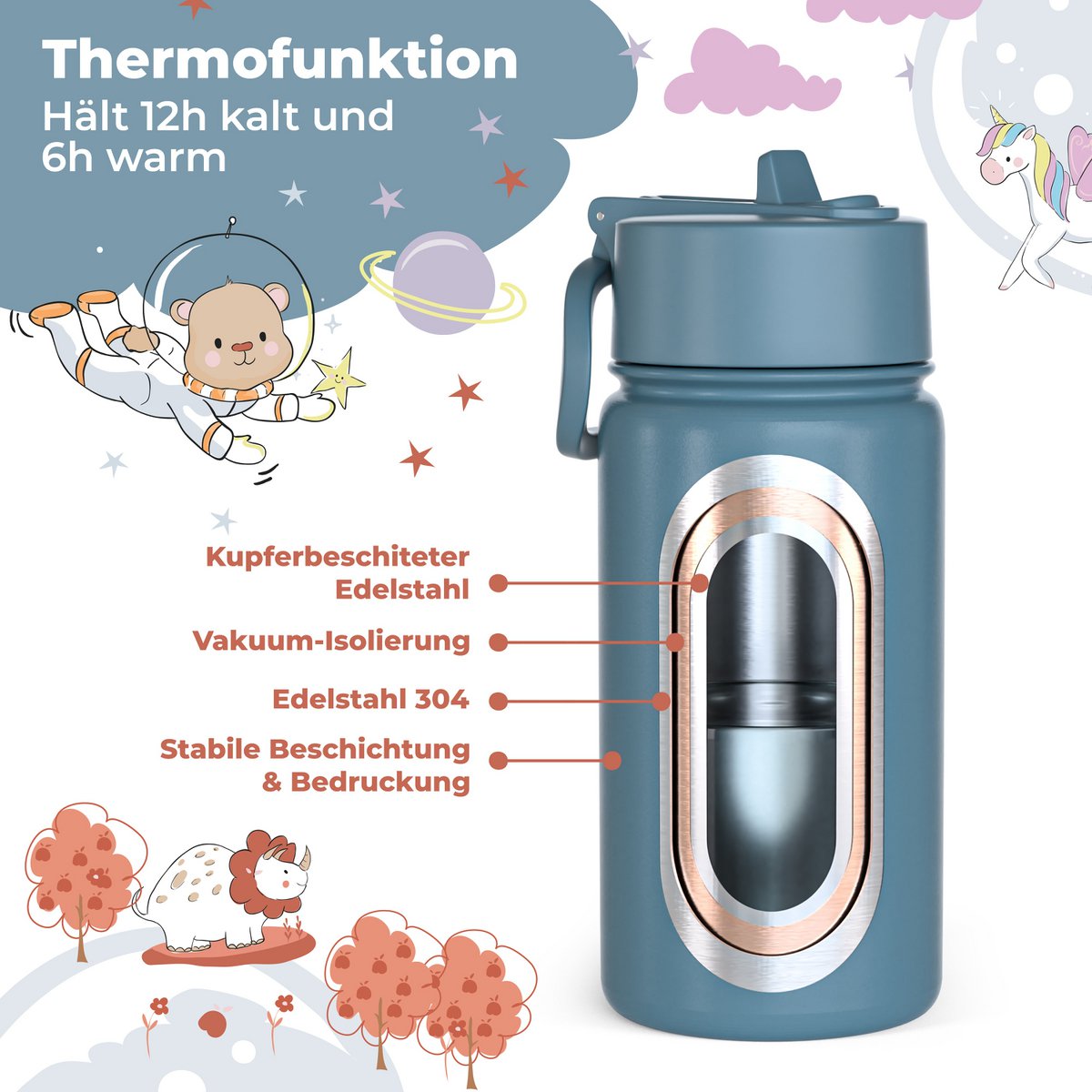 Thermo kinderdrinkfles RVS - graafmachine Joy&Bloom