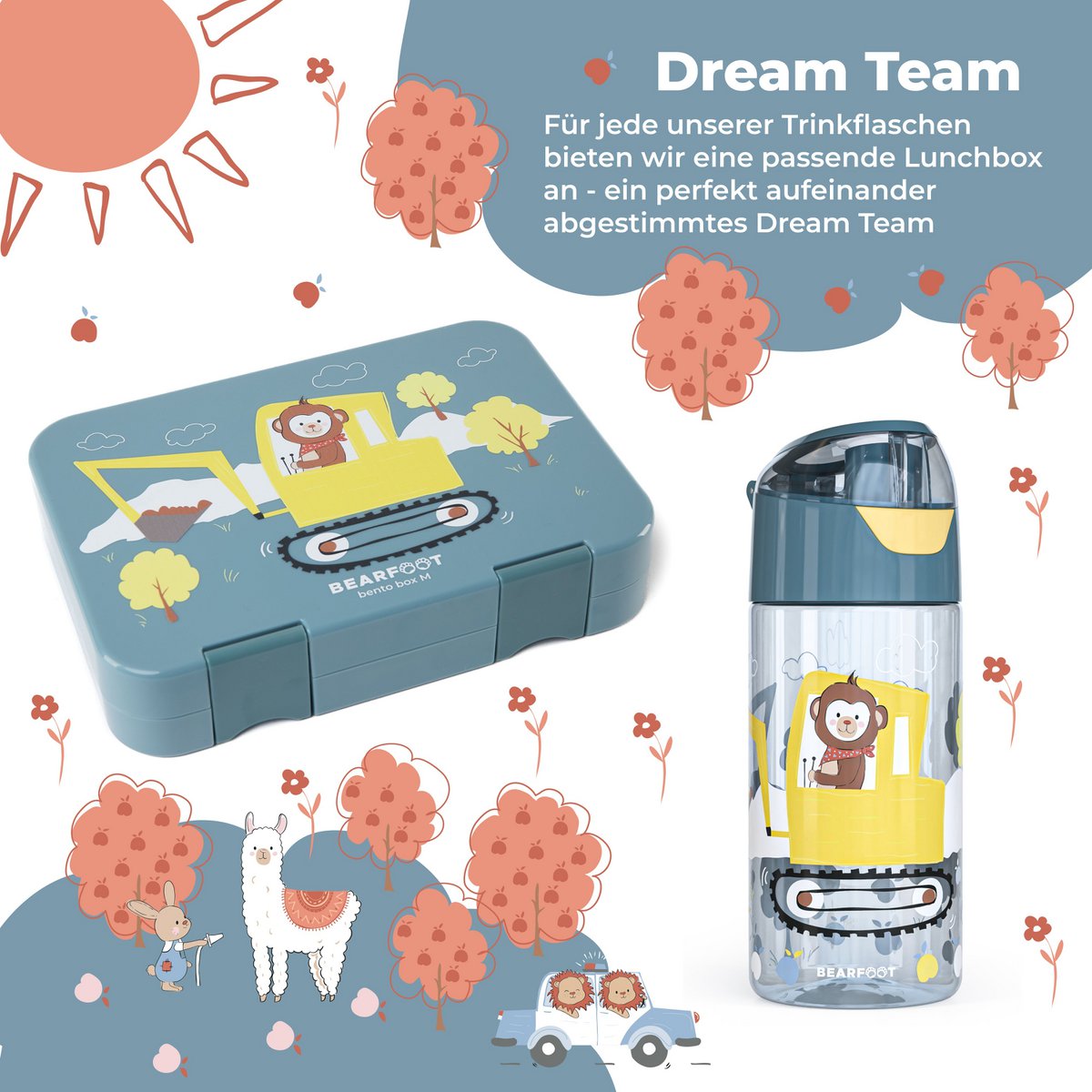 Kinderwaterfles, lichtgewicht waterfles - graafmachine & aap Joy&Bloom
