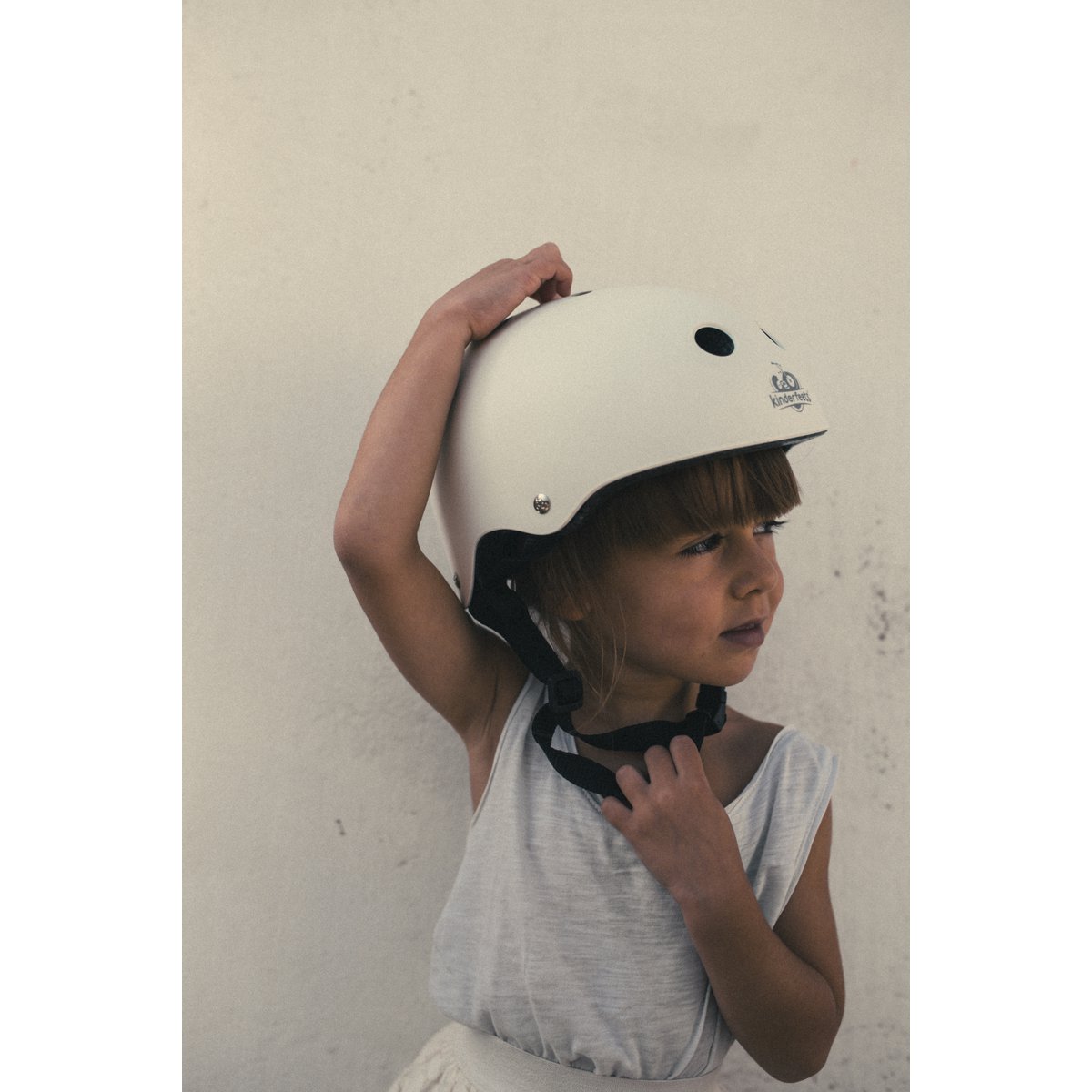 Kinderfeets kinderhelm voor op de fiets / fietshelm voor kinderen - mat wit Joy&Bloom