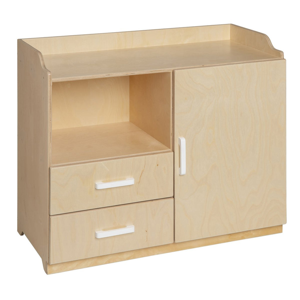 Van Dijk Toys houten poppencommode / poppen commode - Naturel met wit (Kinderopvang kwaliteit) Joy&Bloom