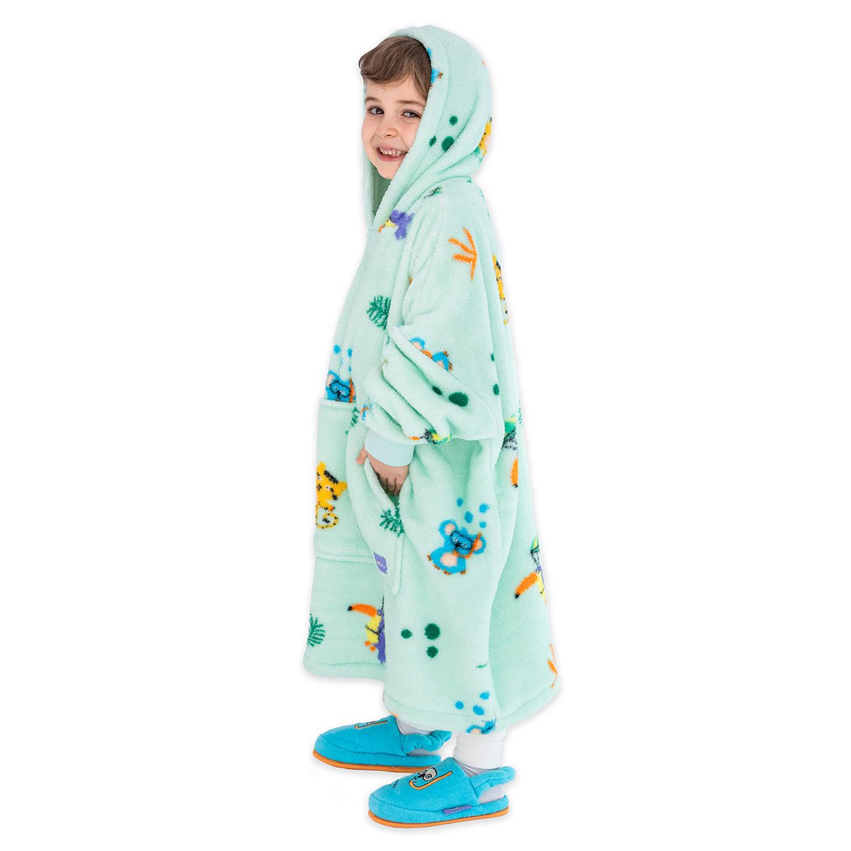 Milk Moo Little Jungle draagbare deken met capuchon kinderen jongens meisjes groen Joy&Bloom