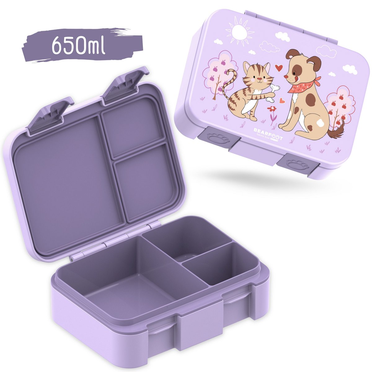 Lunchbox, lek -proof - Dog & Cat Purple