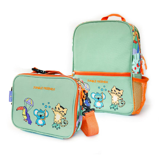 Milk&Moo Kinderrugzak met lunchbox, schoolrugzakset voor meisjes en jongens Joy&Bloom