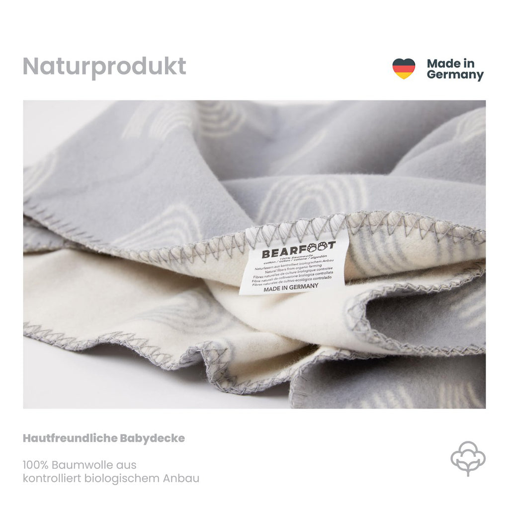 Babydeken biologisch katoen, Made in Germany, regenboog - grijs Joy&Bloom