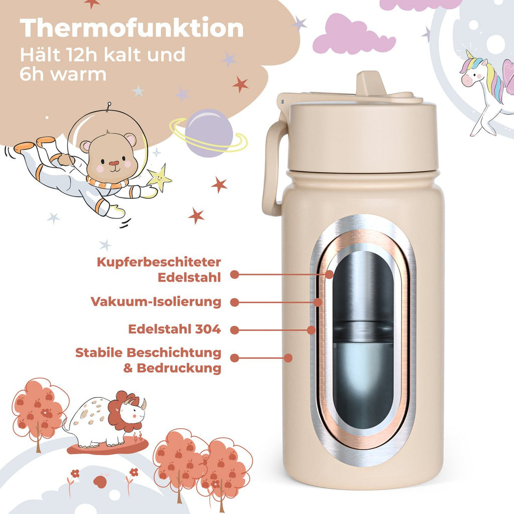 Thermo kinderdrinkfles RVS - politie bruin Joy&Bloom