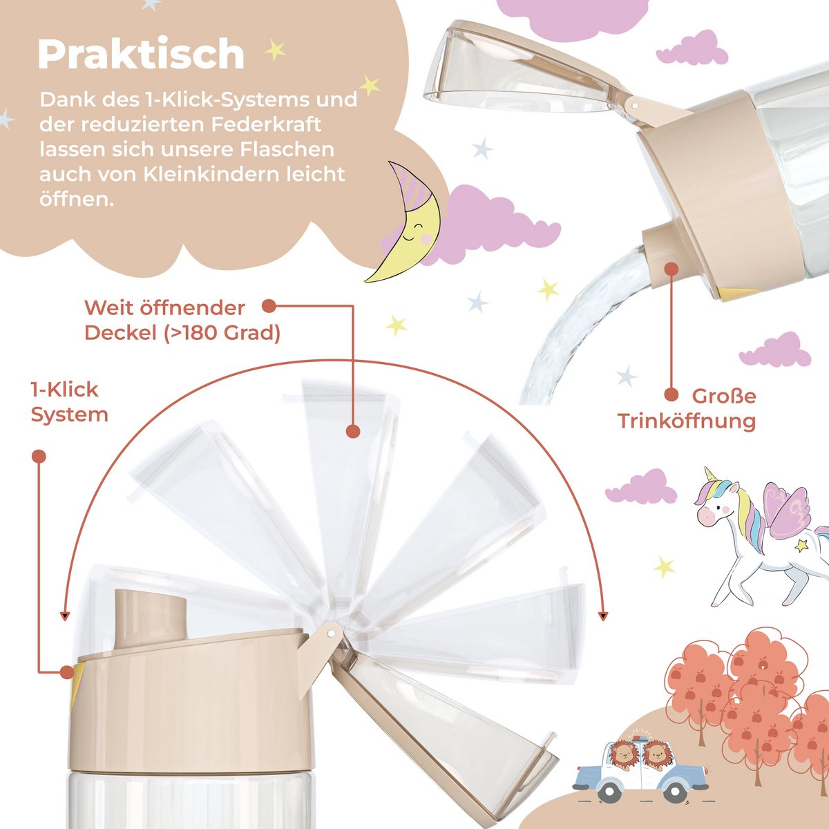 Kinderwaterfles, lichte waterfles - olifanten Joy&Bloom